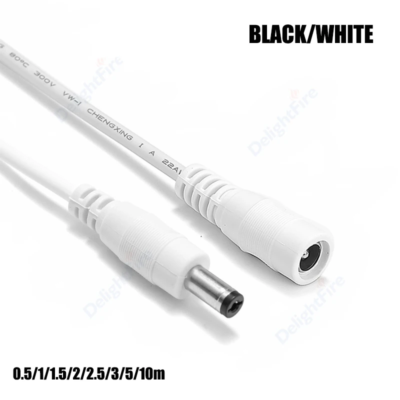 DC Power Cable 22/20AWG 5.5mm x 2.1mm Extension Cord 1M/2M/3M/5M/10M Male To Female DC Cable For CCTV Security Cameras LED Strip
