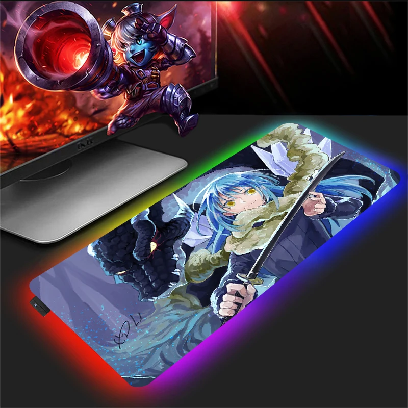 

That Time I Got Reincarnated As A Slime Gaming Mousepad Mouse Pad With Backlight Computer RGB Pc Gamer Backlit Anime Mats Large