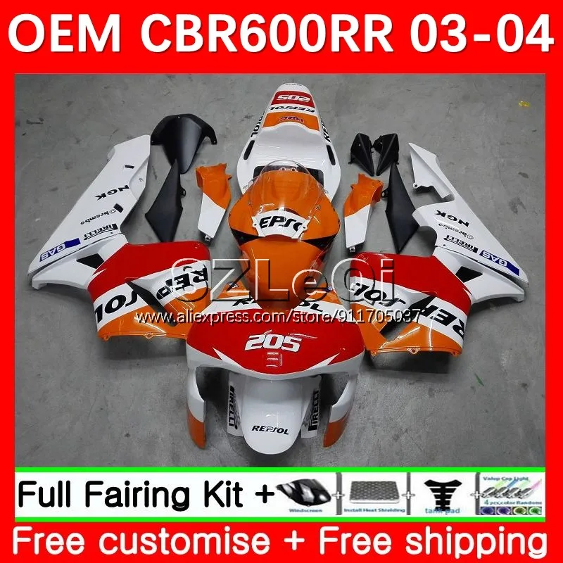 

Repsol orange корпус инжектора для HONDA CBR600F5 CBR600 CBR 600CC 600RR 600 RR CC F5 03 04 CBR600RR 2003 2004 Обтекатель OEM 36LQ.7