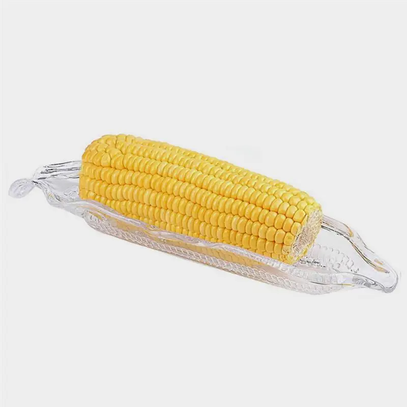 

2Pcs Corn Tray Bbq Multi-function Appetizer Clear Plate Plastic Dish Holders Serving Set Plastic Corn Modeling Snacks Plate