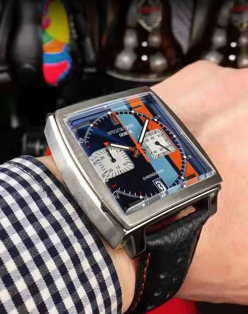 Часы наручные мужские с квадратным циферблатом модные светящиеся брендовые