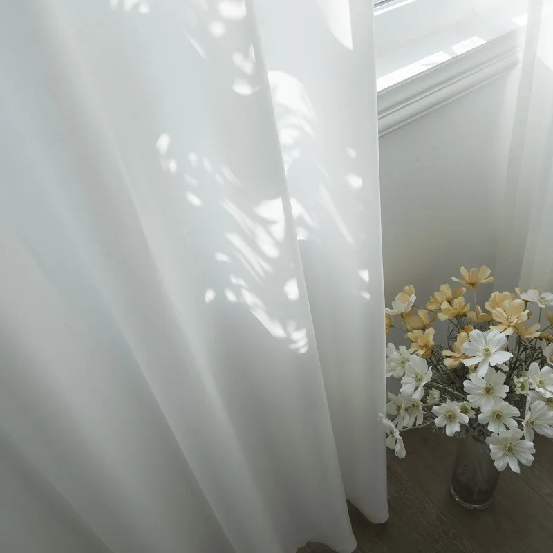 

Solid Tulle Curtain for Living Room Modern Voile for Bedroom Balcony Yarn Curtains Home Decoration Treatment Finished Drapes