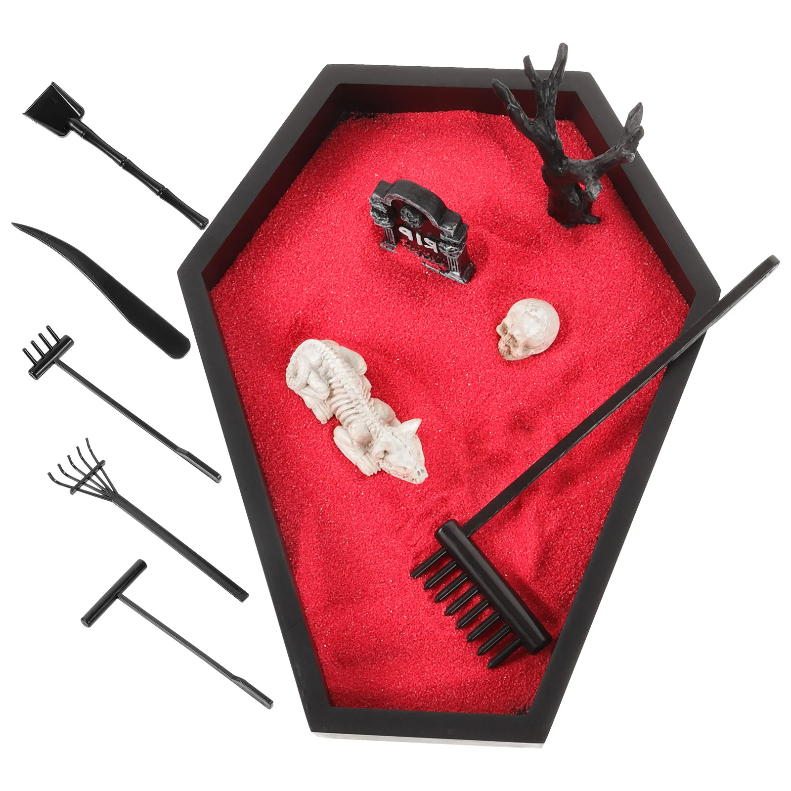 

Halloween Prop Haunted House Coffin Sand Decor Scene Ornament Model Desktop Decoration Scary