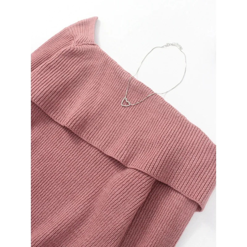 Новый осенне-зимний эластичный трикотаж с обнаженным плечами в Европе и Америке