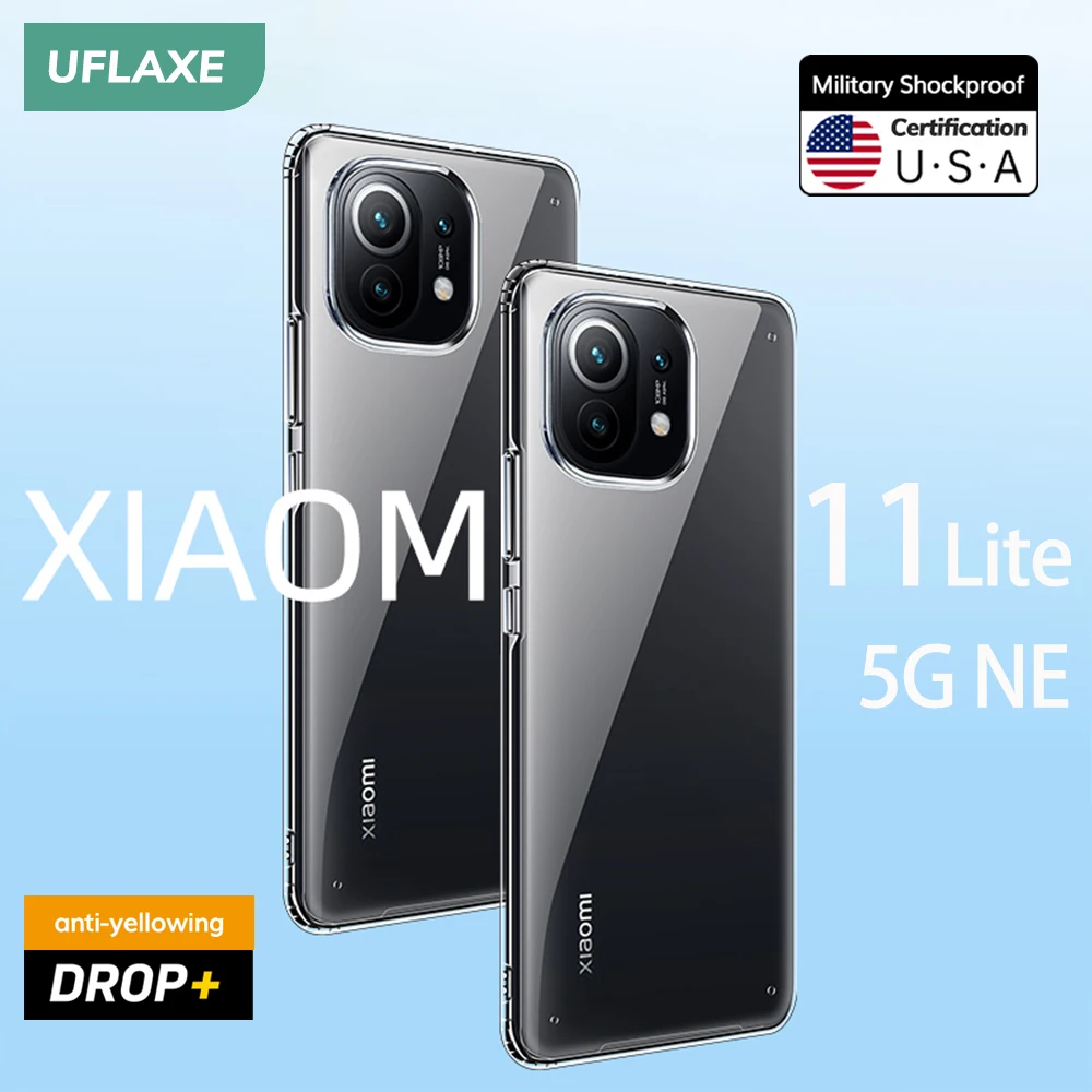 

UFlaxe Original Shockproof Hard Case for Xiaomi 11 Lite 5G NE Mi 11 Pro Ultra 4K HD Crystal Clear anti-yellowing Cover Casing