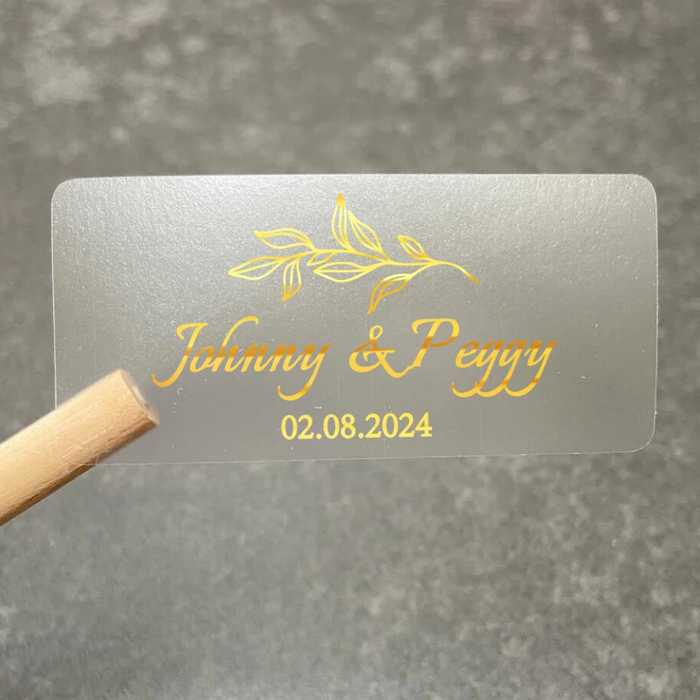 Прямоугольные свадебные наклейки на заказ прозрачные персонализированные с