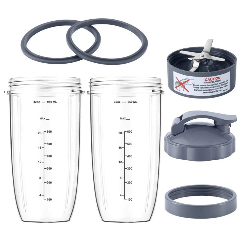 Replacement Blender Cup with Lids Rubber Gaskets Compatible 