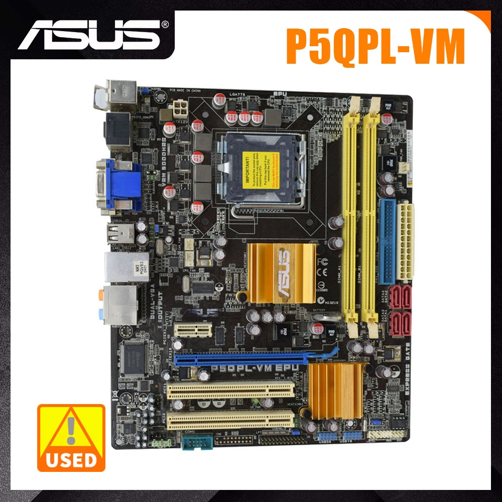 

ASUS P5QPL-VM EPU LGA 775 Intel G41 Original PC Motherboard DDR2 Core2 Extreme/Core 2 Quad CPU HDMI SATA2 USB2.0 uATX PCI-E X16