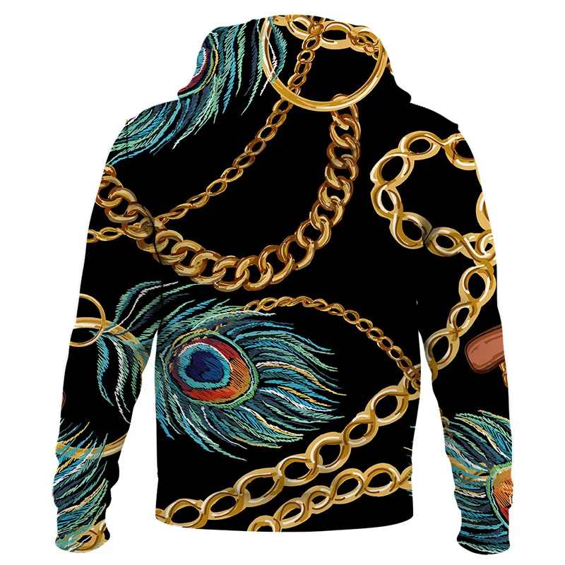 Толстовка с капюшоном и принтом цепей унисекс