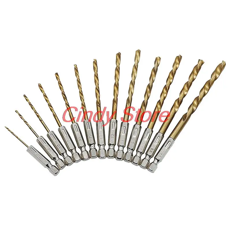 

1,5-6,5 мм Шестигранная ручка Спиральные сверла с титановым покрытием высокоскоростное сверло из быстрорежущей стали с титановым покрытием 1/4...