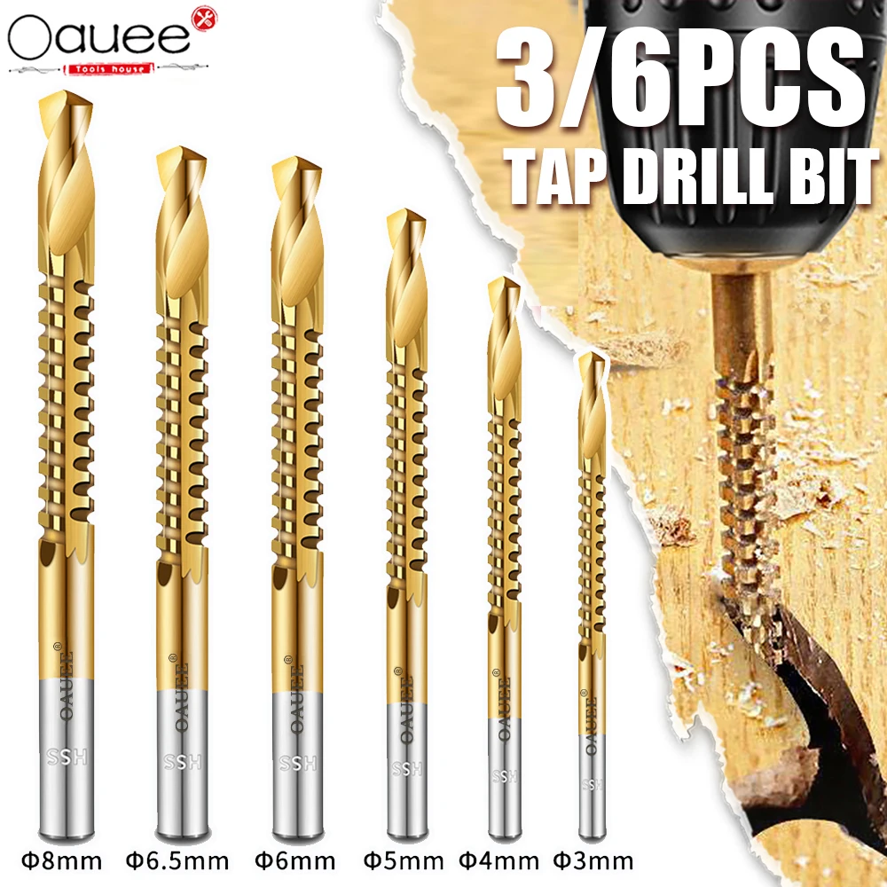 3/4/5/6pcs Cobalt Drill Bit Spiral Screw Metric Composite Tap Drill Cutting Drilling Polishing Woodworking HSS Power Tools