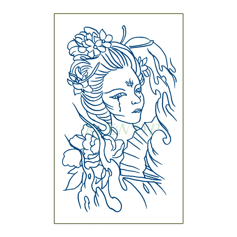 

Waterproof Temporary Juice Tattoo Sticker Tears Girl Flower Lasting Tattoos Flash Tatoo Fake Tatto Body Art for Men Women