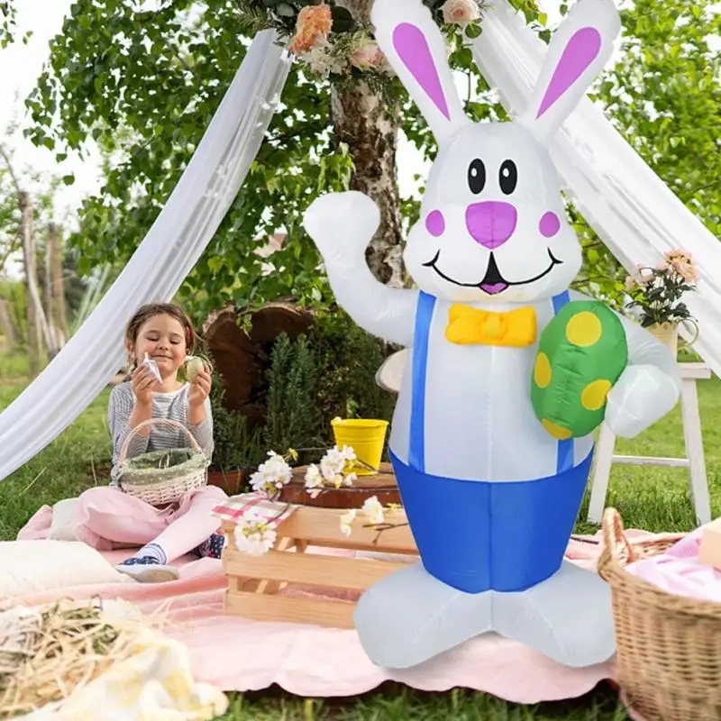 

Vivid Garden Yard Decoration 1.9m Inflatable Egg Rabbit Inflatable Toy Easter Toy Decor Bunny Ornaments Easter Rabbit Luminous