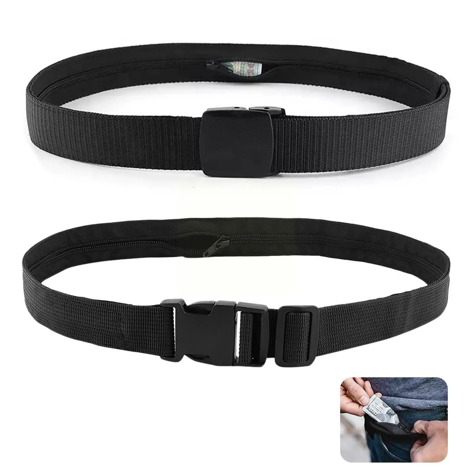 

120cm Travel Cash Anti Theft Belt Waist Bag Women Portable Wallet Waist Belts Pack Secret Hidden Hiding Money Strap Men Out B6W6