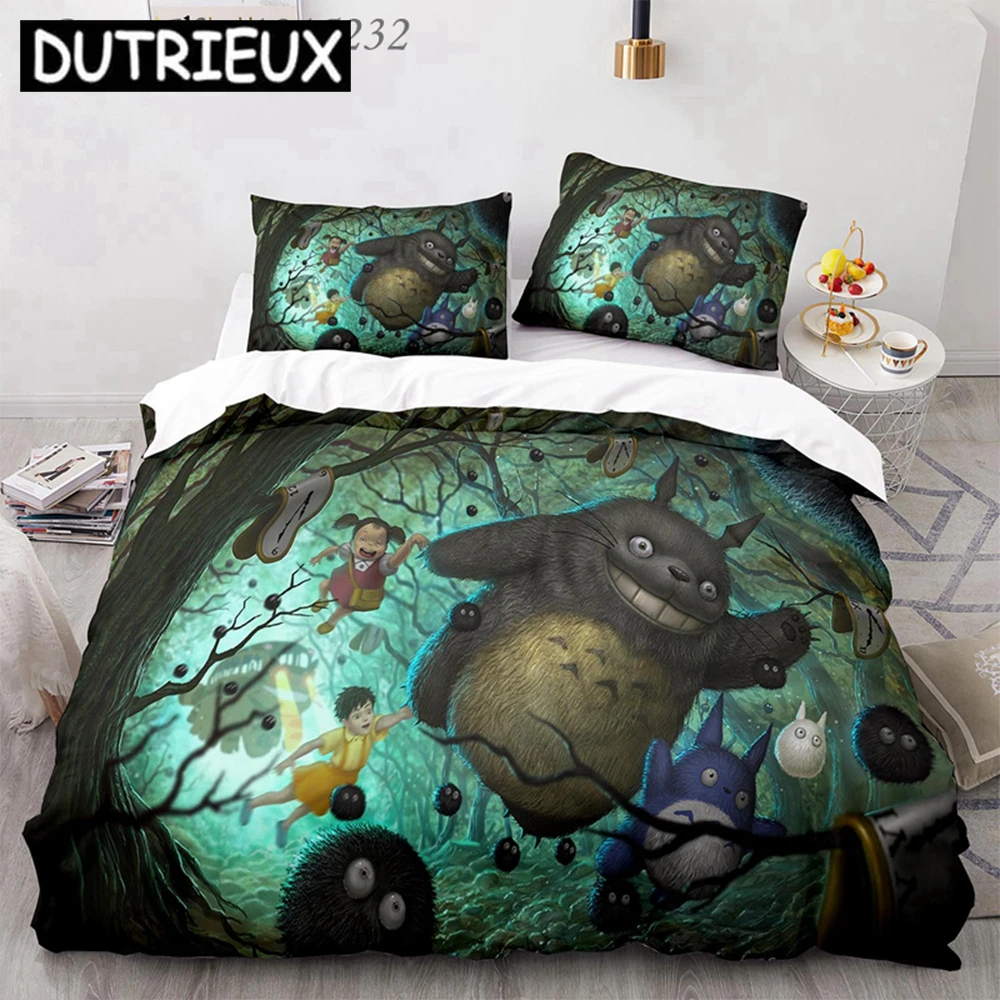 

My Neighbor Totoro 3D Printed Bedding Set Duvet Covers Pillowcases Comforter Bedding Set Bedclothes Bed Linen 04