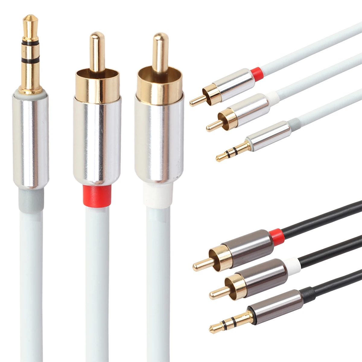 

3 FT 3.5mm Stereo Male Plug to 2 RCA Dual Audio Male Adapter Speaker AUX Cable 3 3 3 3