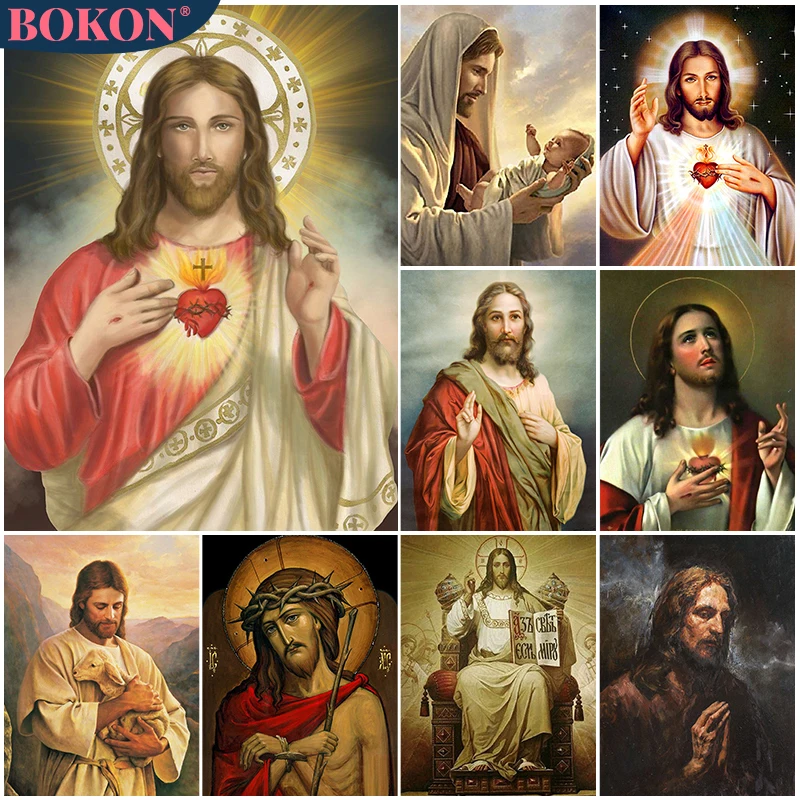 

DIY 5D Diamond Painting Religious Jesus Christianity Cross Stitch Kit Mosaic Picture Embroidery Rhinestone Decoration Gift