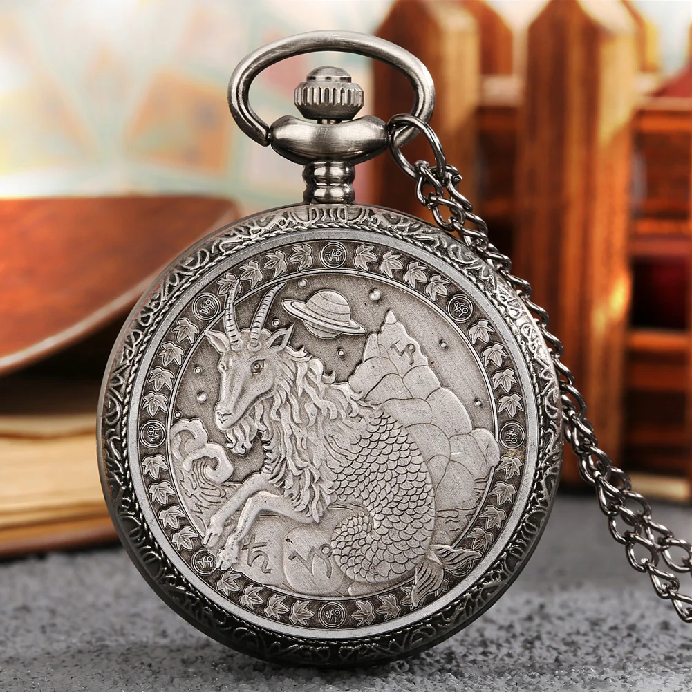 

12 Constellations Sign Zodiac Quartz Pocket Watch Antique Pendant FOB Chain Clock Chain Constellation Street Rock Necklace Gift