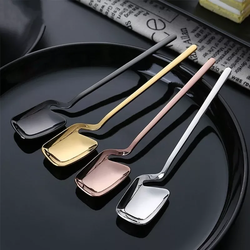

2022New Creative Long Handle Wall Hanging Spoon Stainless Steel Dessert Mixing Ice Cream Tea Coffee Spoon Stirring Spoon Tablewa