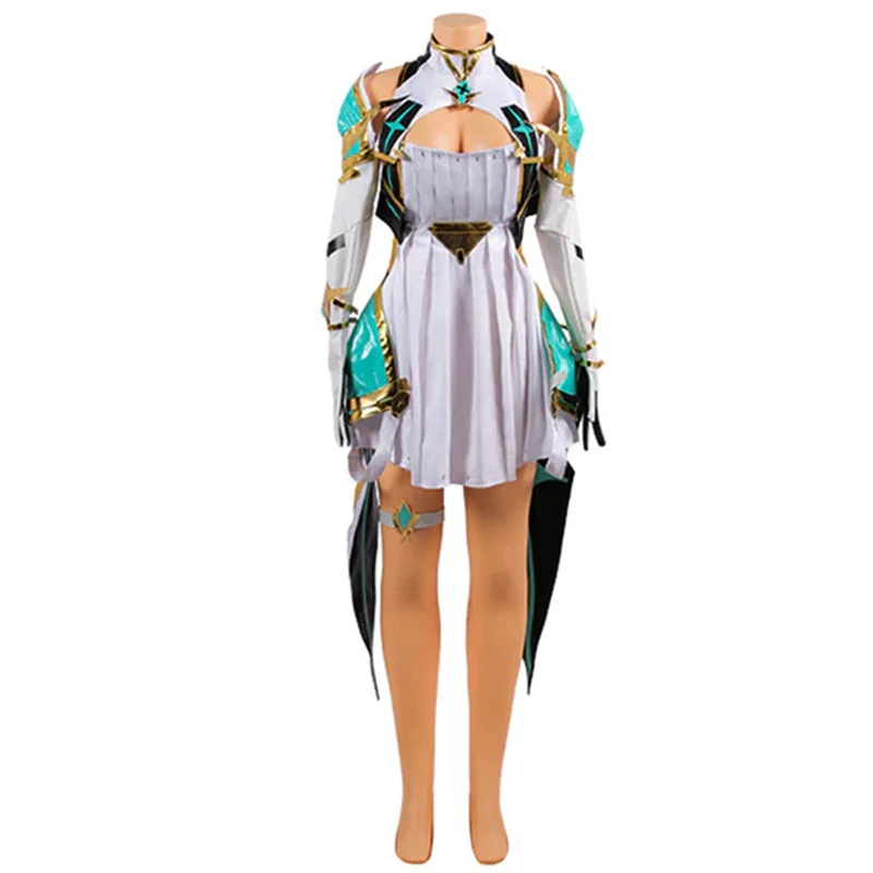 Фото Костюм для косплея игры Mythra, женская сексуальная униформа, нарядный костюм, полный комплект, наряды для вечеринки в честь Хэллоуина №2