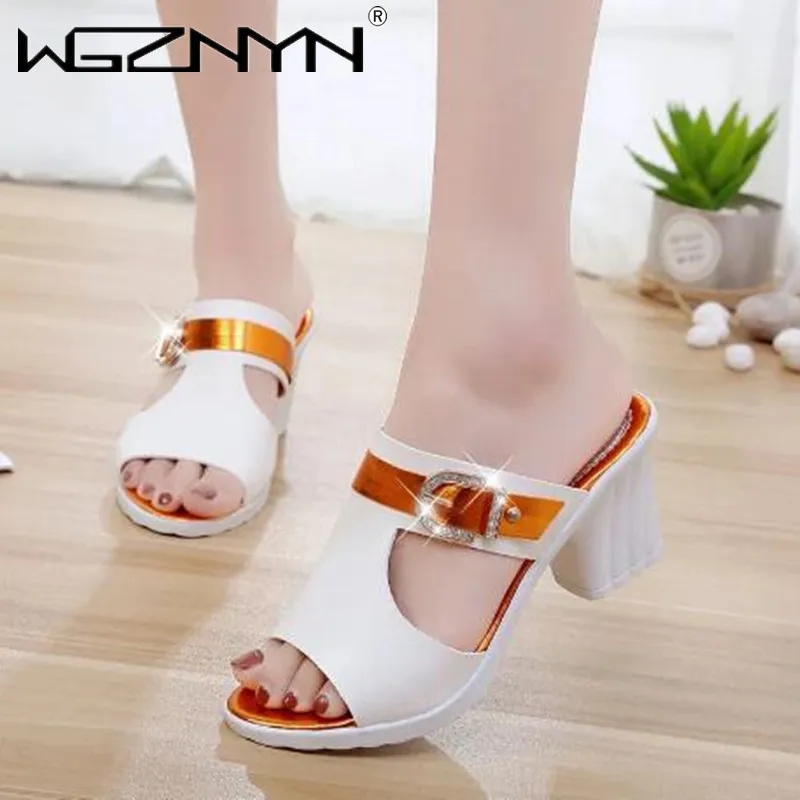 

2022 Comfort Ladies Fashion Sweet Black and Red Multicolor Open Toe High Heel Sandals Ladies Classic Pu Leather Summer Sandals