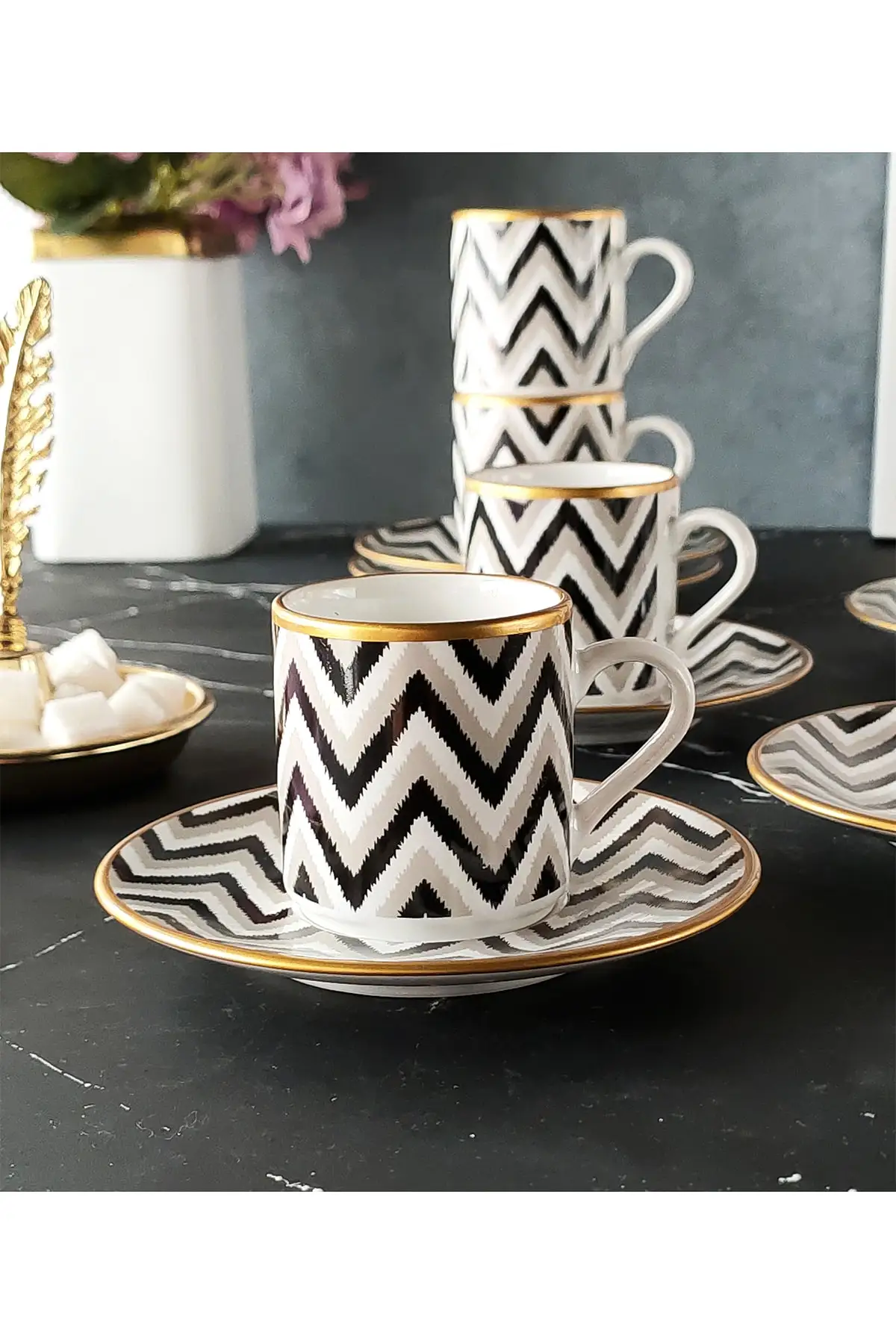 

Удивительный турецкий греческий арабский Набор чашек для кофе и эспрессо Margo черный набор из 12 кофейных чашек