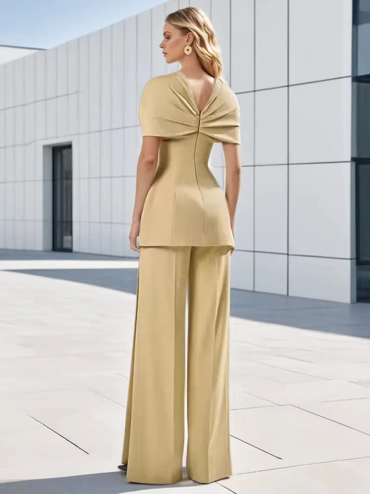 Модный женский комплект из 2 предметов топы на молнии с узлом талии висячие брюки