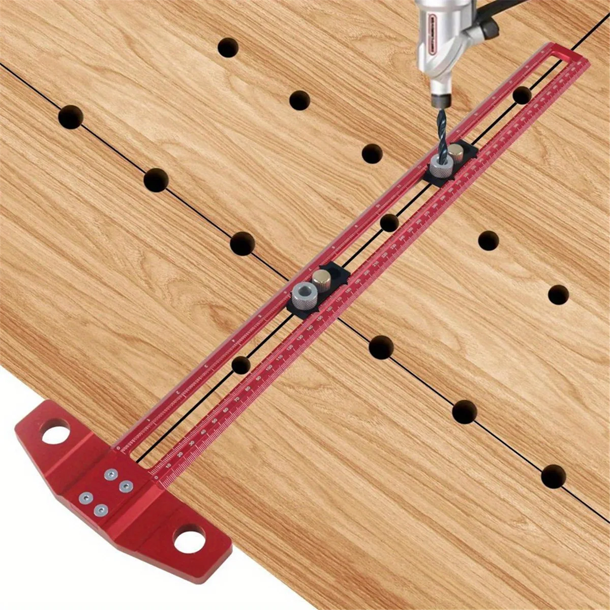 Деревообрабатывающий 2-в-1 сверлильный позиционирующий наконечник линейка для