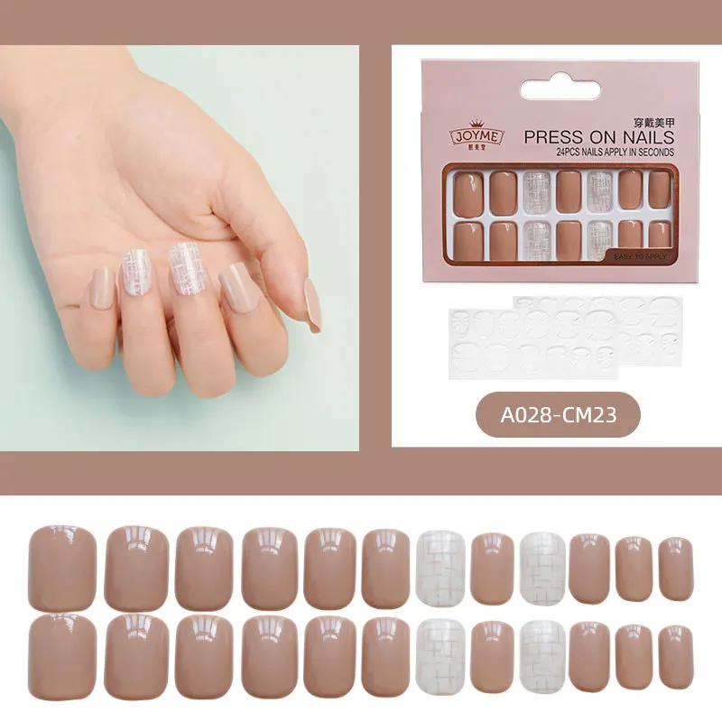 

24P Short Square False Nails Tip Artificial Nails Art Personality Style Design Women's Nails Products Extension Free of Charge