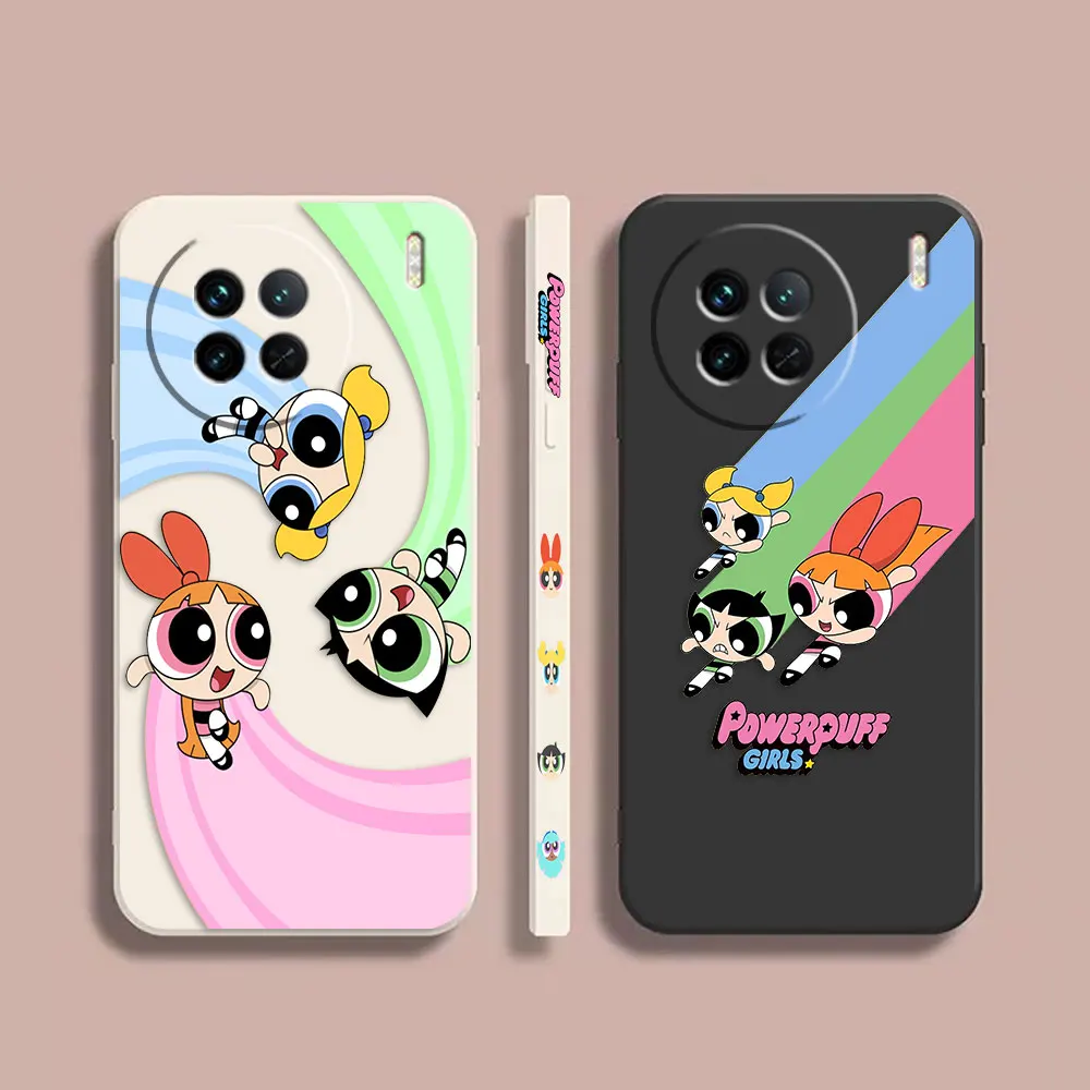 

Case For VIVO X21I X21S X23 X27 X30 X50 X60 X70 X80 X90 PRO PLUS Colour Simple Liquid Silicone Case Cute The Powerpuff Girls