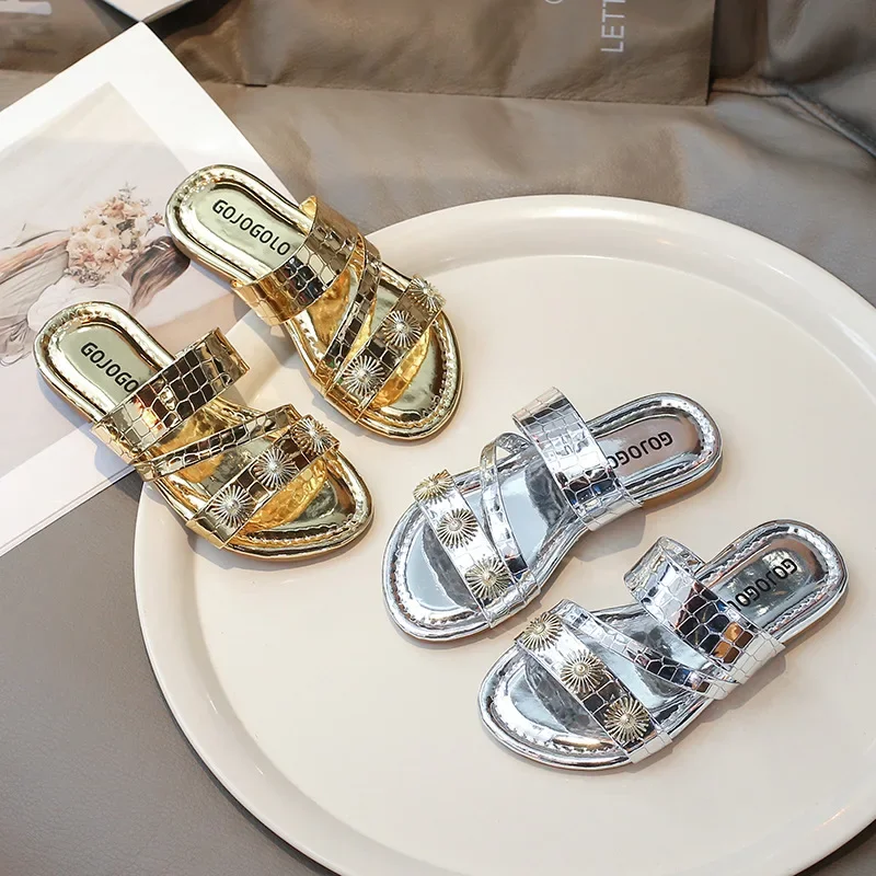 Модные уличные сандалии на плоской подошве для девочек новые летние модные