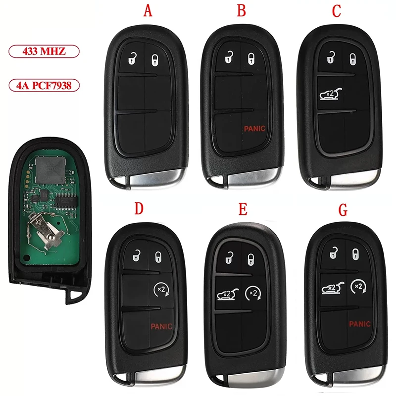 

CN086046 For Jeep Cherokee DODGE RAM Durango Chrysler Remote Smart Car Key 433Mhz Hitag-AES 4A Chip FCC GQ4-54T 2/3/4/5 Button