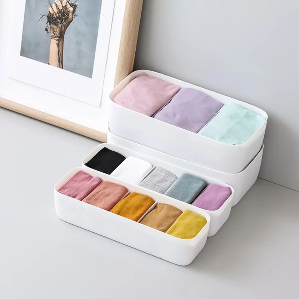 

Underwear Bra Socks Organizer Storage Box Plastic Stackable Easy to Clean 3/5 Grids Closet Divider Drawer Wardrobe Organizer