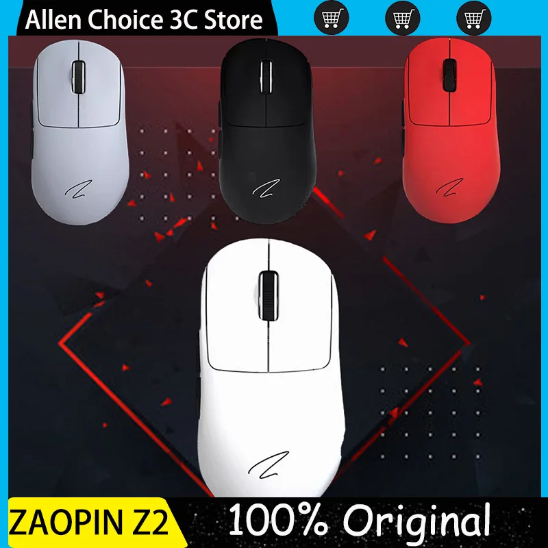 Оригинальная беспроводная мышь Zaopin Z2 3 режима Bluetooth Paw3395 эргономичная легкая для