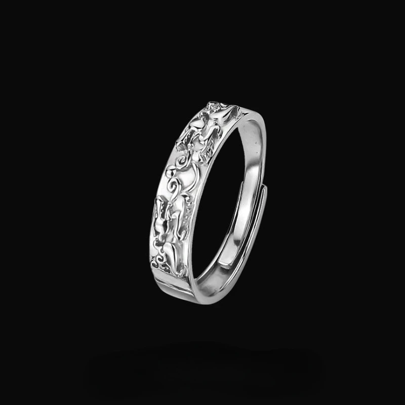 

Vintage Adjustable Relief Dragon Shape Rock Texture Ring For Punk Hip Hop Woman Man Gift Couple Rings Party Jewelry