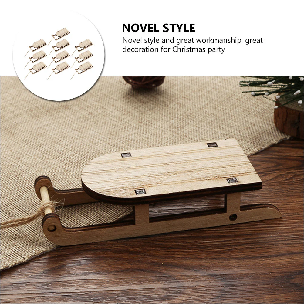 Сани деревянное Рождественское украшение миниатюрная подвеска в виде дерева