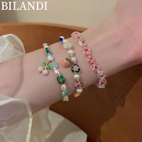 bilandi sweet jewelry fruit pendant bracelet 2022 new trend pretty pearl acrylic bracelet for women accessories
