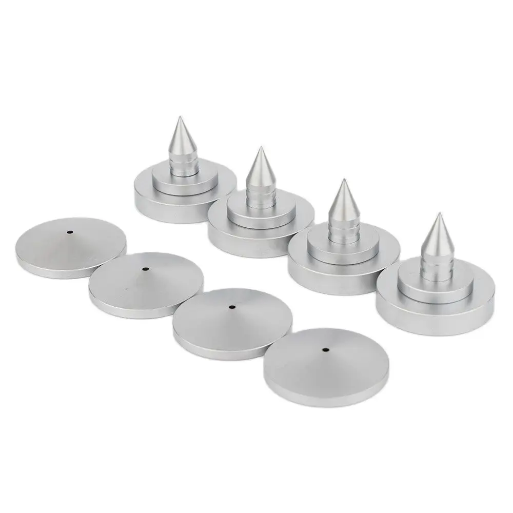 

Preffair 4sets silver Speaker Spike Isolation Feet Brass Cone Turntable AmplifierAmp cone speaker pad