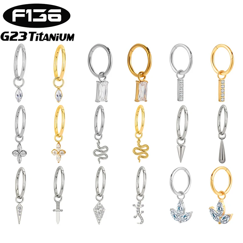 Титановые серьги-подвески CZ для пирсинга Helix Conch женщин