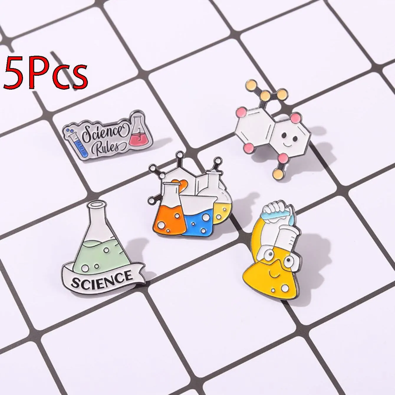 Металлические значки с эмалью на тему "Химия", 5 шт | AliExpress