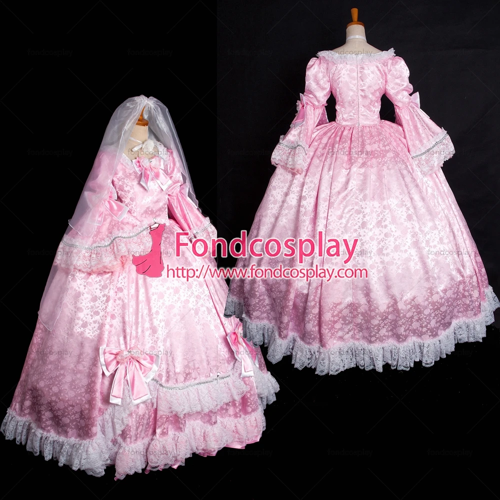 

adult cross dressing sissy maid Versailles rose Victorian ROCOCO Gown Ball baby pink satin dress Tailor-made[G1642]