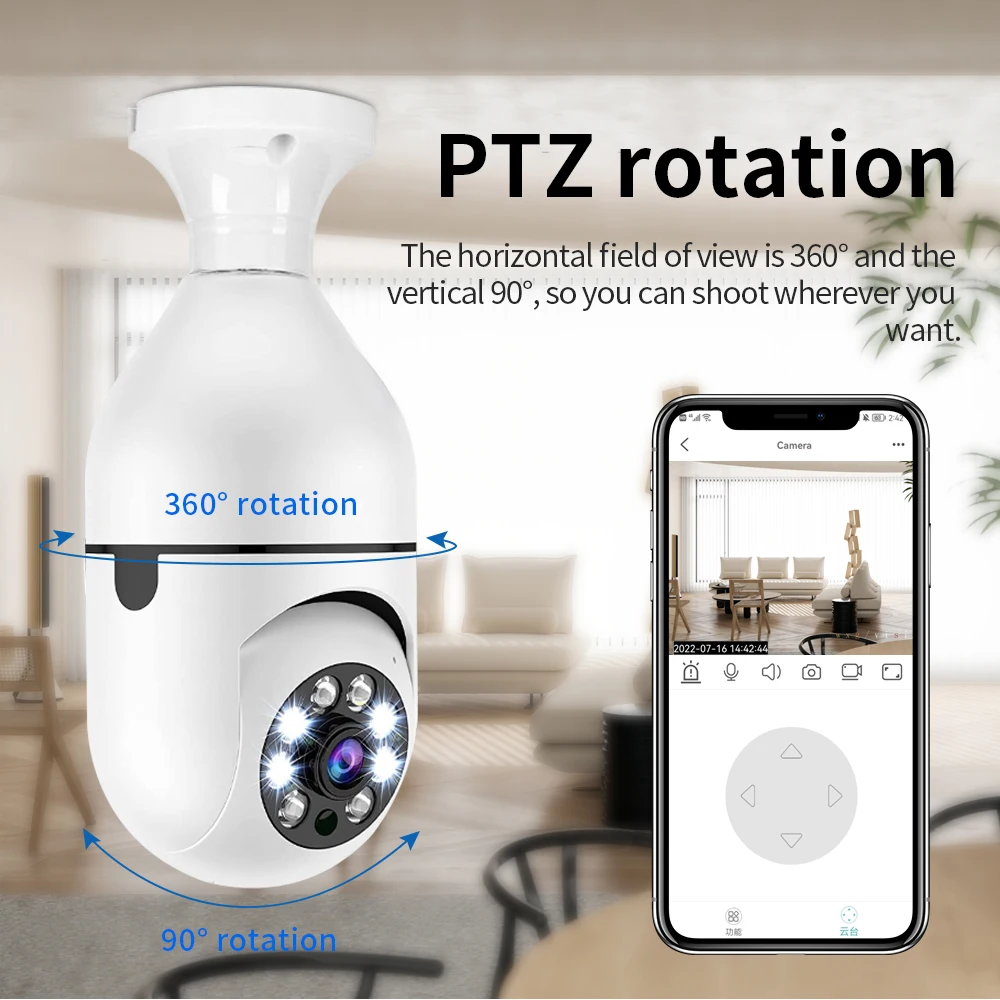

E27 WiFi Bulb Surveillance Camera Auto Tracking 720P HD Video Security Monitor Cam Two Way Voice Smart Camera for Indoor Outdoor