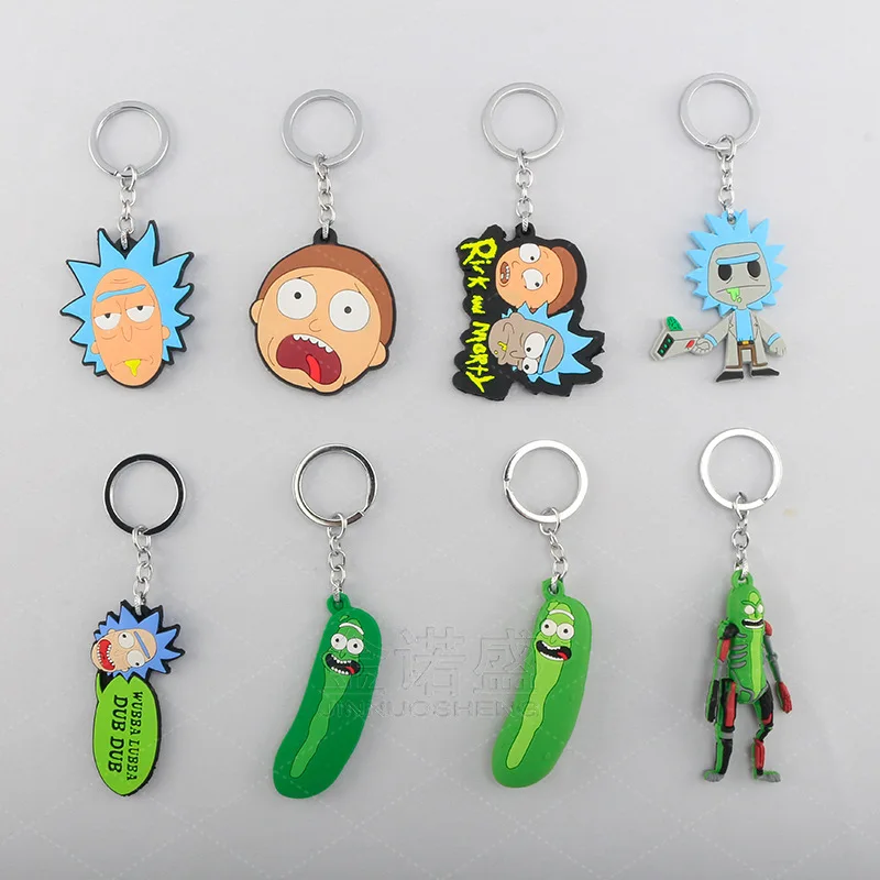 

Cartoon Rick Keychain Sour Cucumber Bag Pendant Creative Cartoon morties Key Accessories