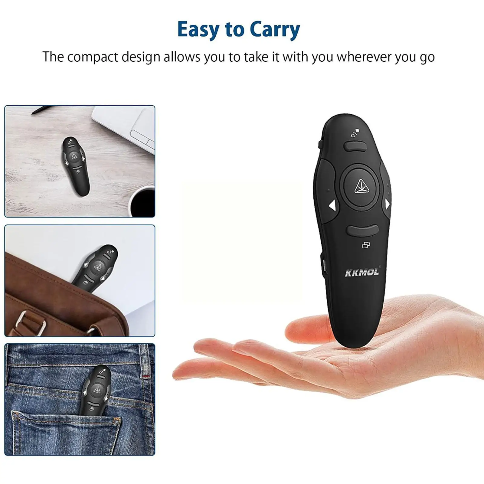 Беспроводной USB-кликер для презентаций PowerPoint с RF-указателем и возможностью перелистывания страниц.