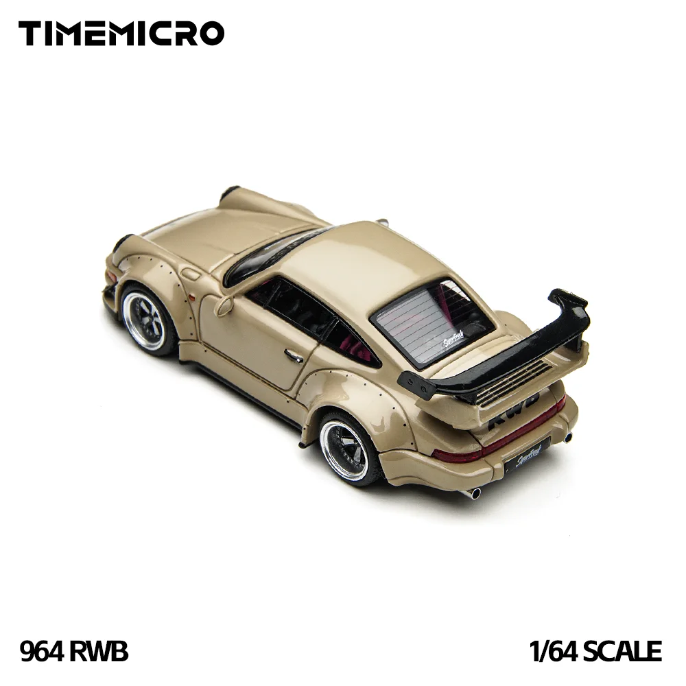 Фото Коллекционная модель автомобиля TimeMicro1:64 RWB 964 бежевого цвета в подарочной коробке, литая из сплава, для коллекции и демонстрации №5