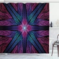 fractal shower curtain psychedelic colorful symmetrical stained glass vibrant design cloth fabric bathroom decor set