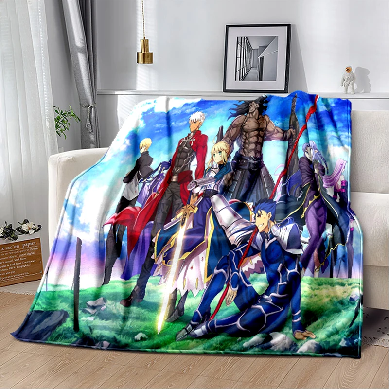 Fate/stay night-manta con estampado de gran tamaño para sofá cama, manta suave...