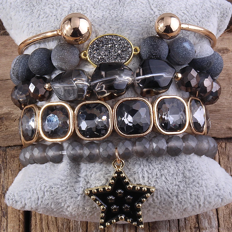 

MD Fashion Boho Beaded Bracelet Set Multi 5pc Stack Bracelet & Bangle Sets For Women Gift DropShip