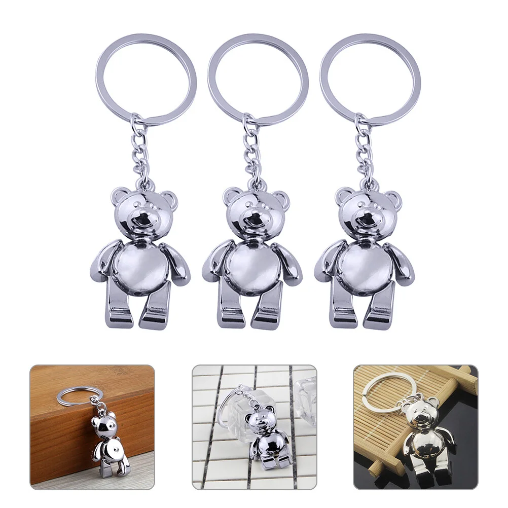 

3 Pcs Bear Keychain Mini Wallet Men Charm Hanging Pendant Handbag Shape Zinc Alloy Charms Man