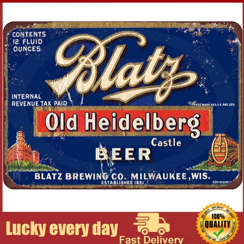

HomDeo for Farm Gym Man Cave Patio Home Laundry Room Basement Funny Wall Decor Tin Sign Metal Signs Vintage Blatz Old
